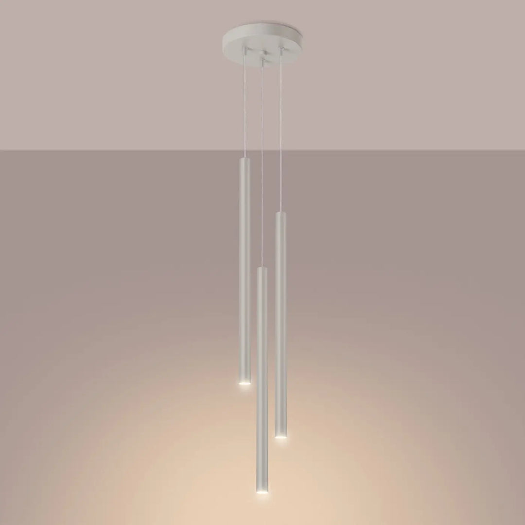 Suspension Pastelo à tube fin beige, allumée