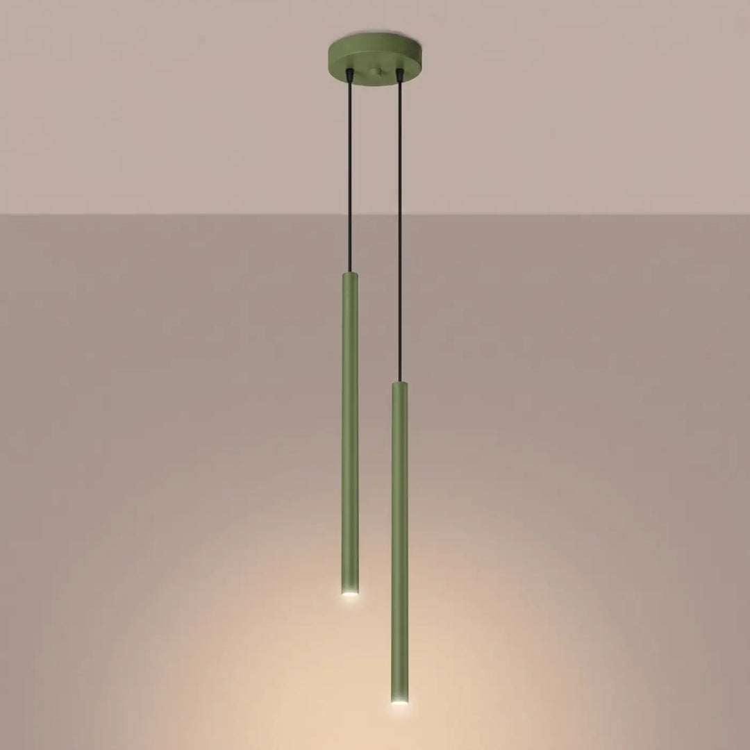 Suspension Pastelo à tube fin sauge, allumée