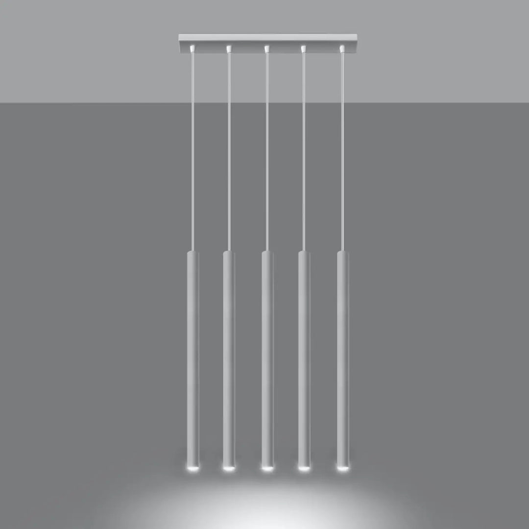 Suspension Pastelo à tube fin blanc, allumée