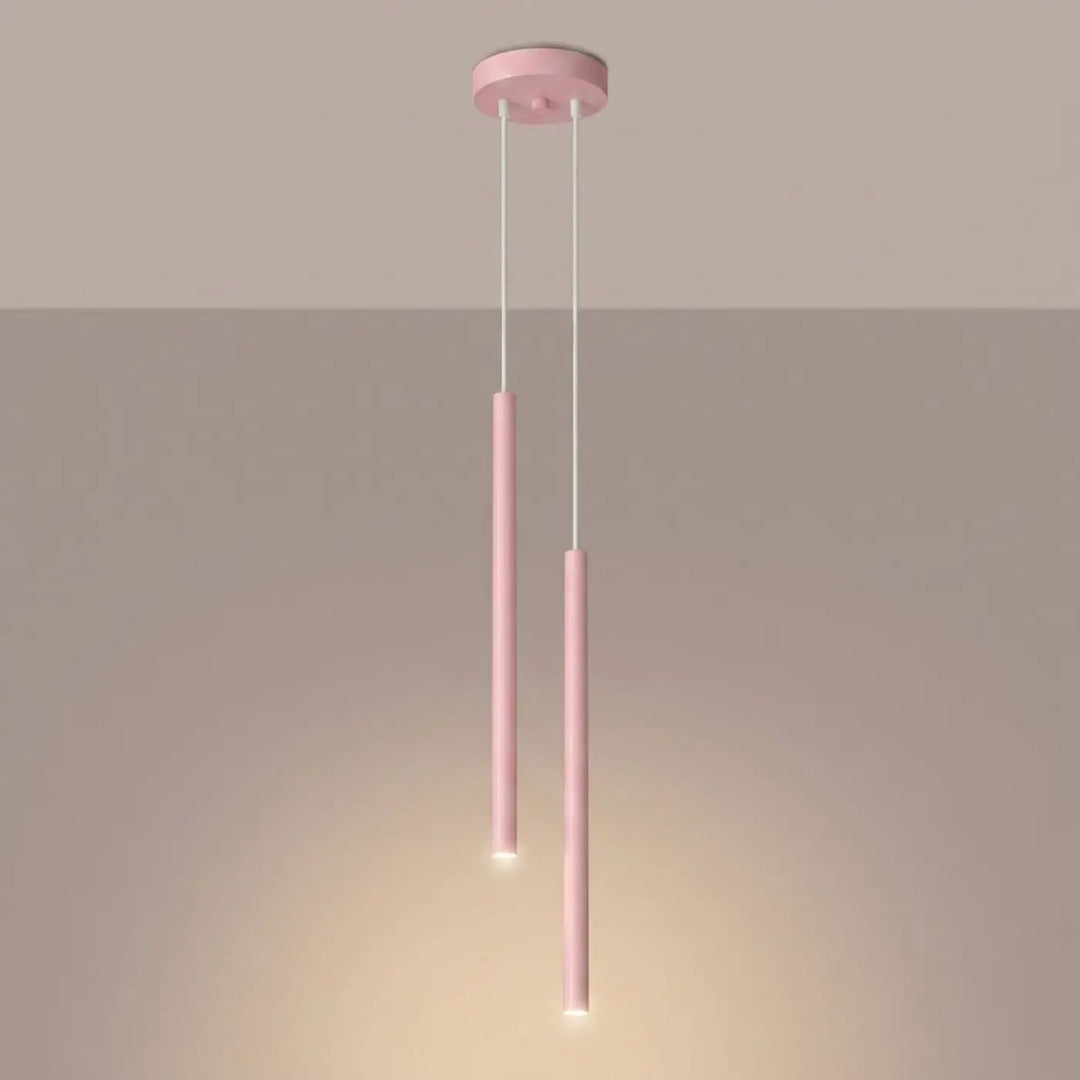 Suspension Pastelo à tube fin rose, allumée