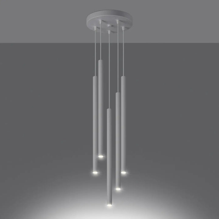 Suspension Pastelo à tube fin blanc, allumée