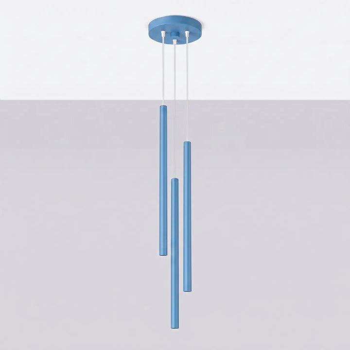 Suspension Pastelo à tube fin bleu clair, éteinte