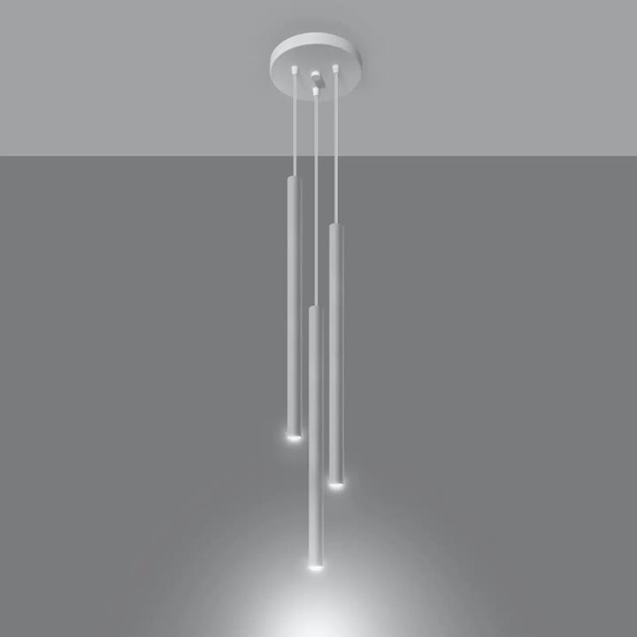 Suspension Pastelo à tube fin blanc, allumée