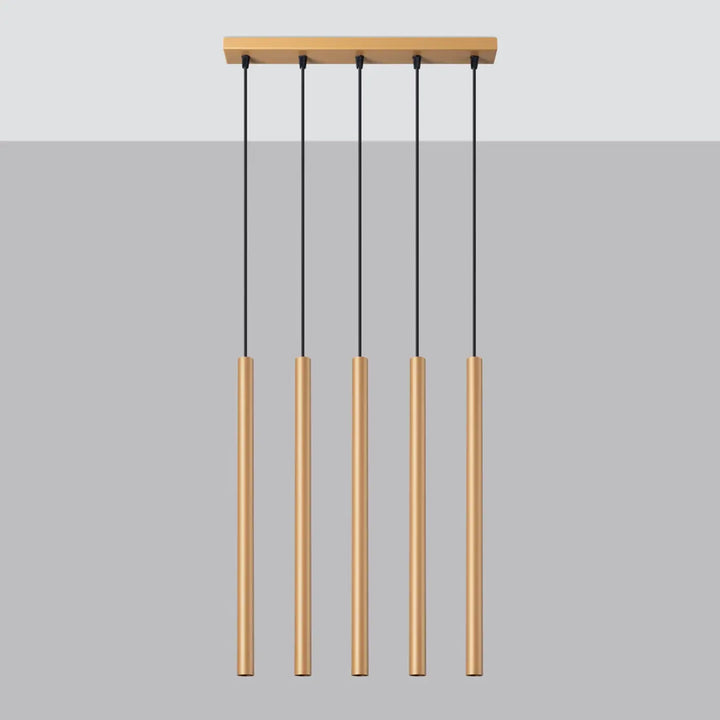 Suspension Pastelo à tube fin doré, éteinte