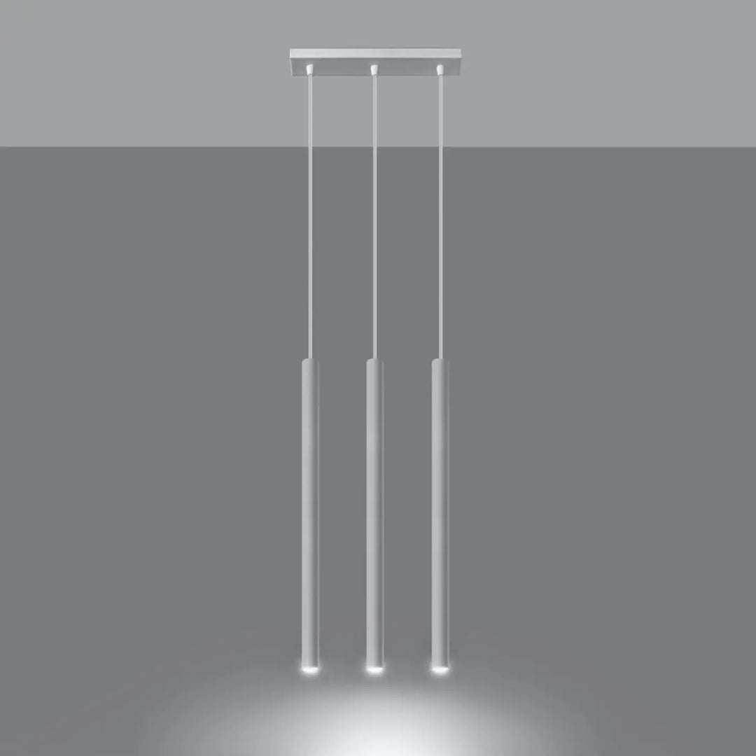 Suspension Pastelo à tube fin blanc, allumée