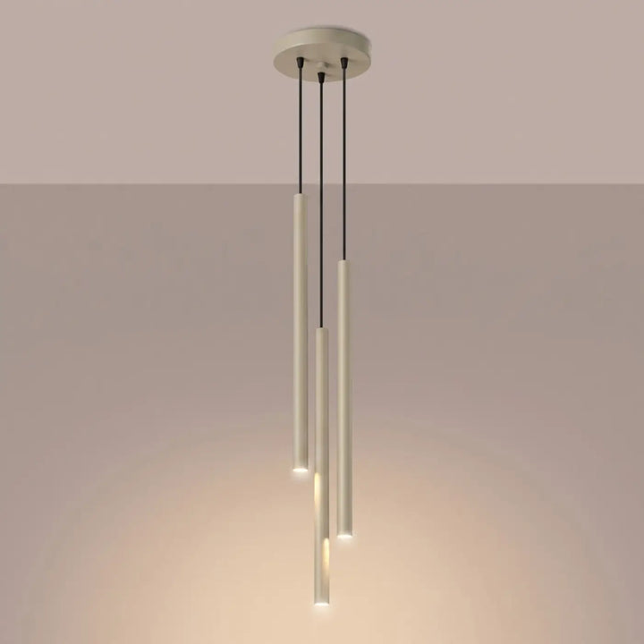 Suspension Pastelo à tube fin taupe, allumée
