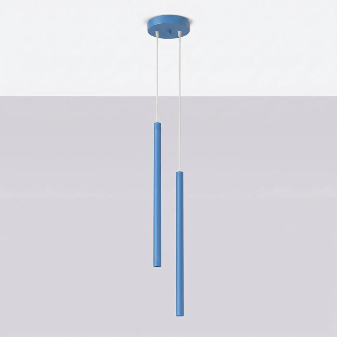 Suspension Pastelo à tube fin bleu clair, éteinte