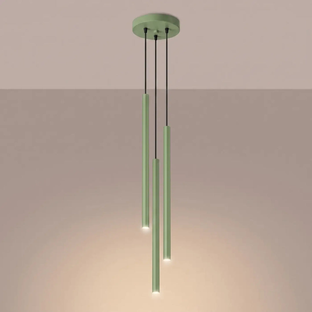 Suspension Pastelo à tube fin sauge, allumée