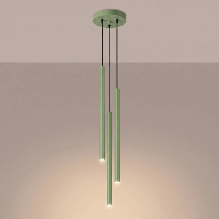 Suspension Pastelo à tube fin sauge, allumée