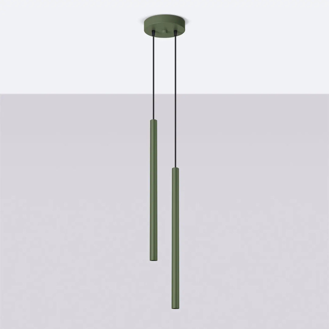 Suspension Pastelo à tube fin vert olive, éteinte