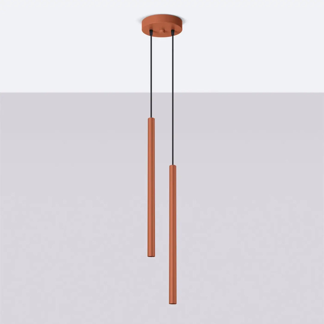 Suspension Pastelo à tube fin ocre rouge, éteinte