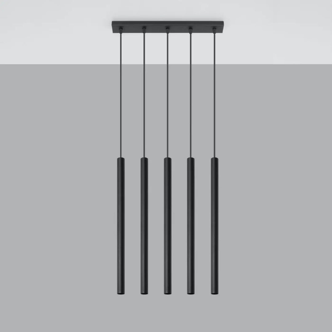 Suspension Pastelo à tube fin noir, éteinte