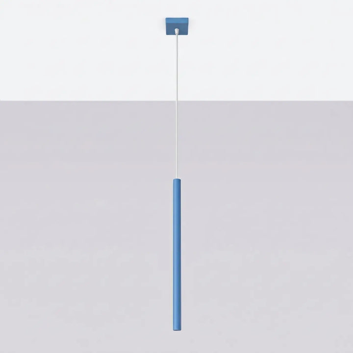 Suspension Pastelo à tube fin bleu clair, éteinte
