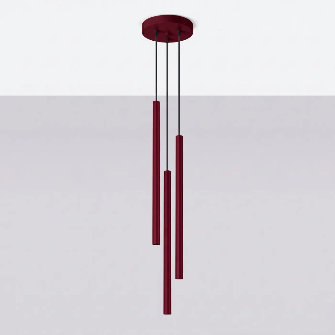 Suspension Pastelo à tube fin bordeaux, éteinte