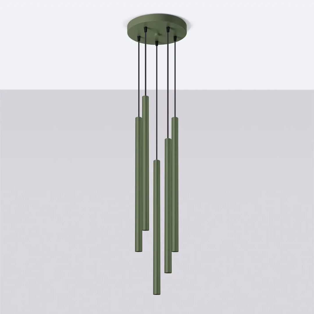 Suspension Pastelo à tube fin vert olive, éteinte