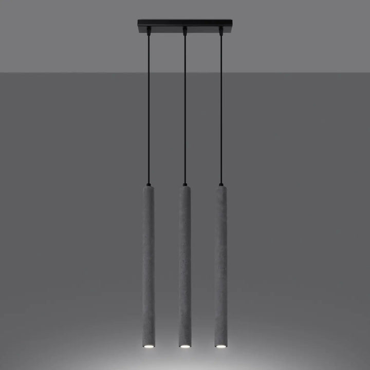 Suspension Pastelo à tube fin gris, allumée