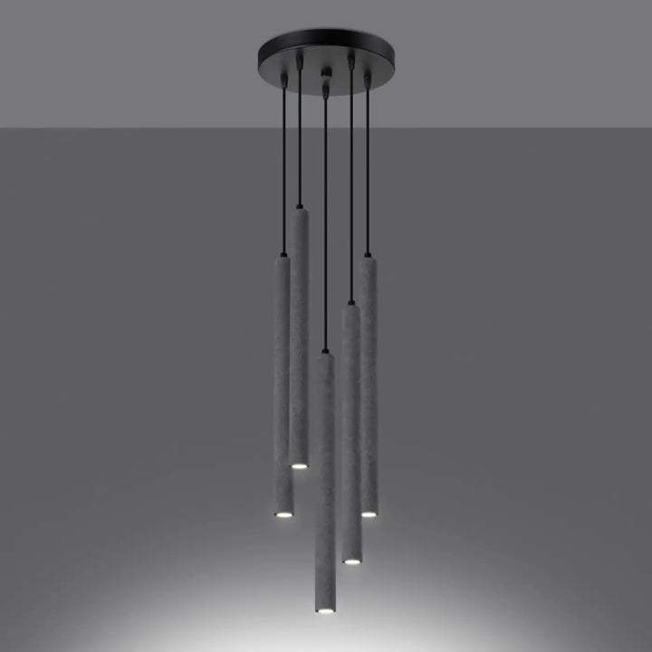 Suspension Pastelo à tube fin gris, allumée