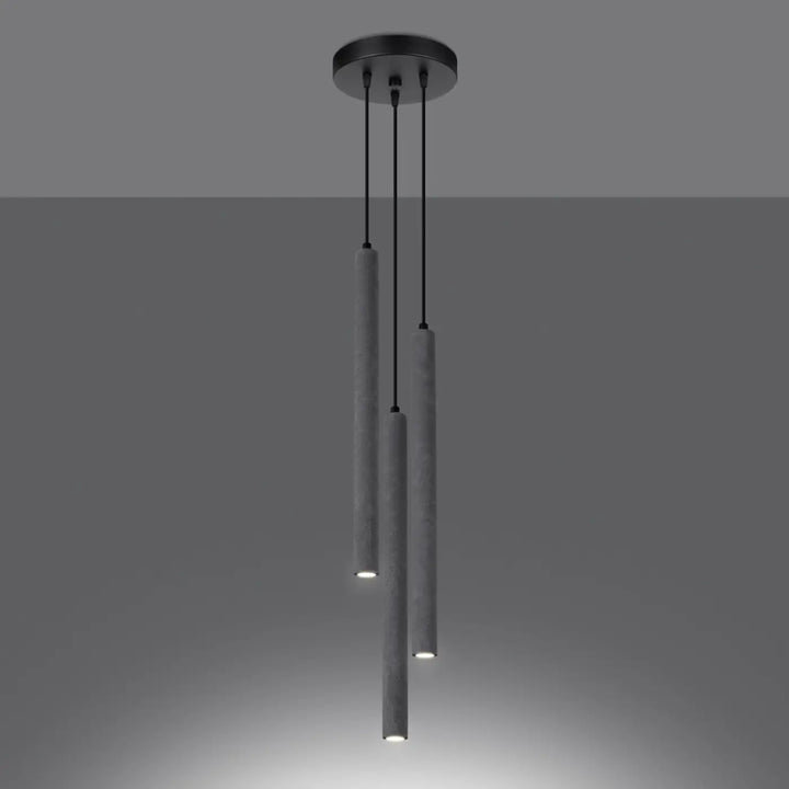 Suspension Pastelo à tube fin gris, allumée