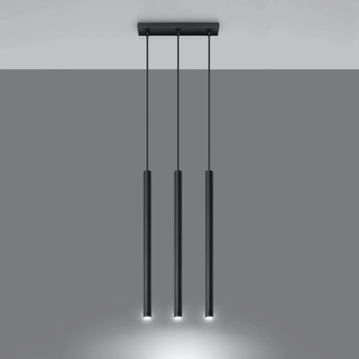 Suspension Pastelo à tube fin noir, allumée