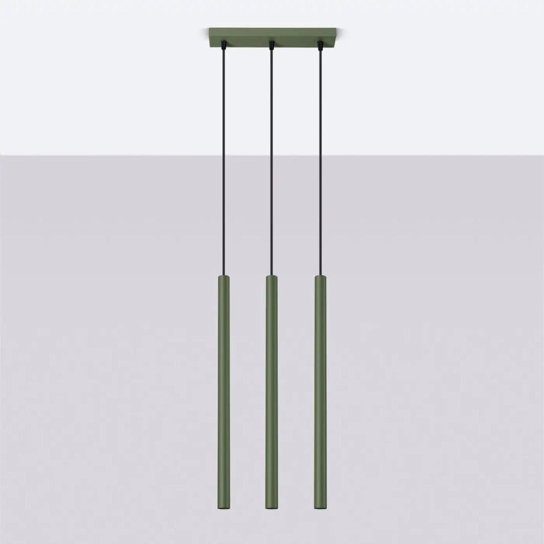 Suspension Pastelo à tube fin vert olive, éteinte