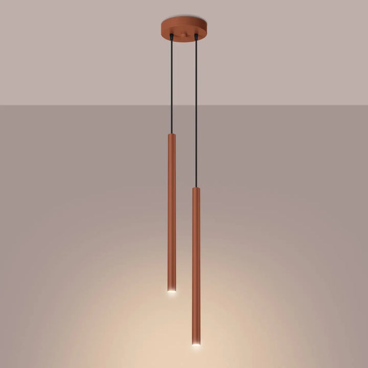 Suspension Pastelo à tube fin ocre rouge, allumée