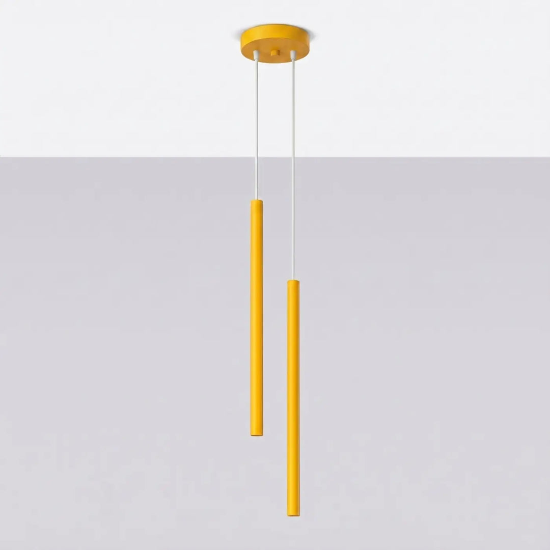 Suspension Pastelo à tube fin jaune, éteinte