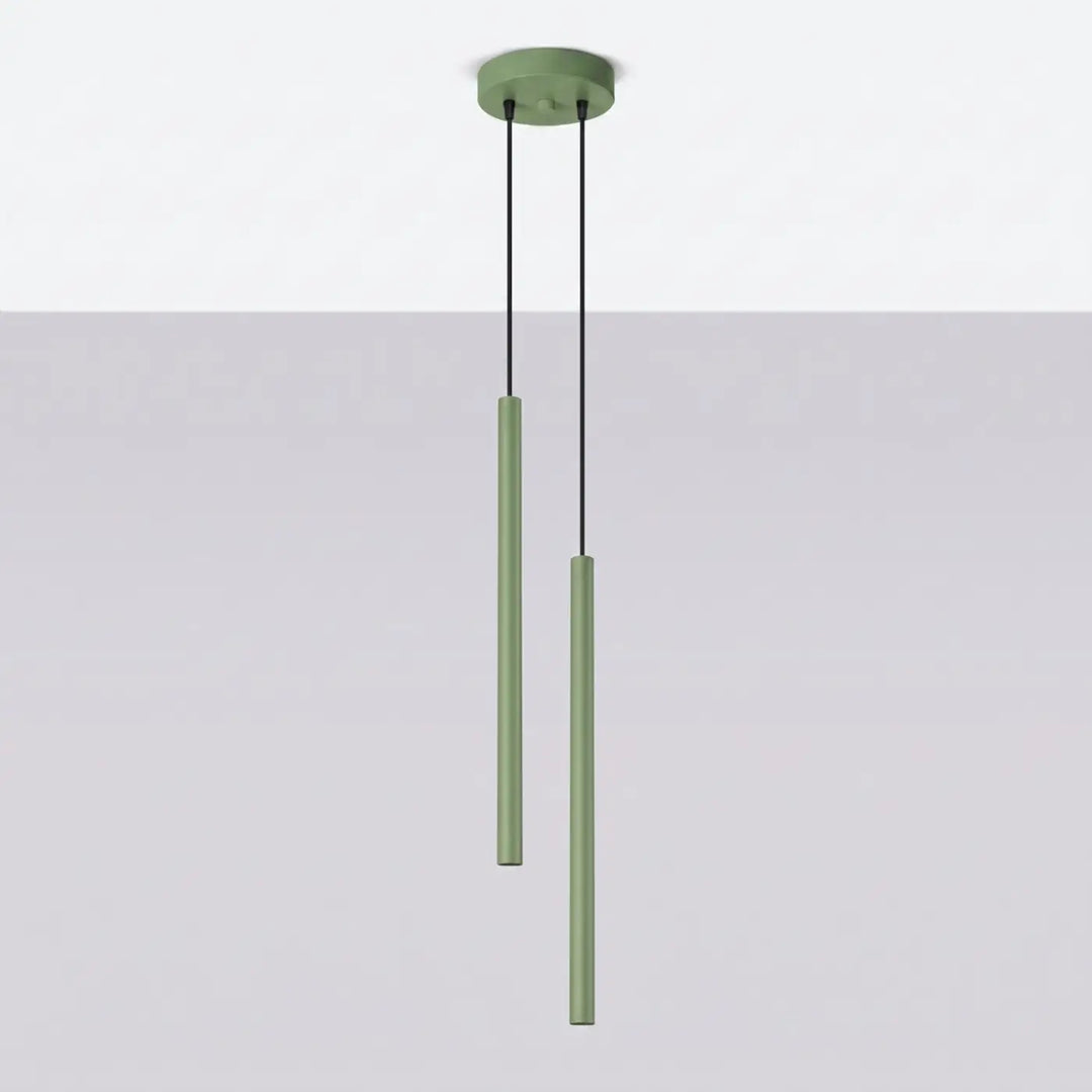 Suspension Pastelo à tube fin sauge, éteinte