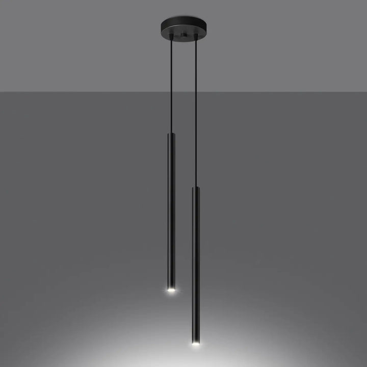 Suspension Pastelo à tube fin noir, allumée