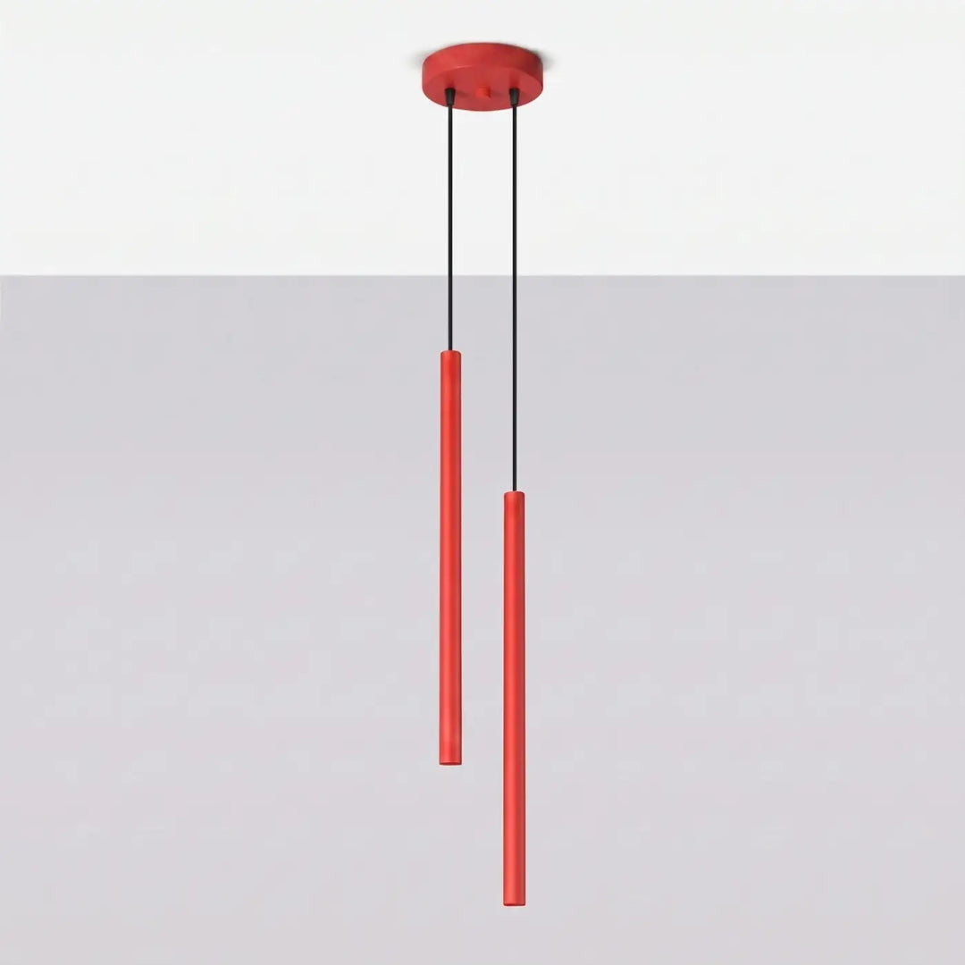 Suspension Pastelo à tube fin rouge, éteinte