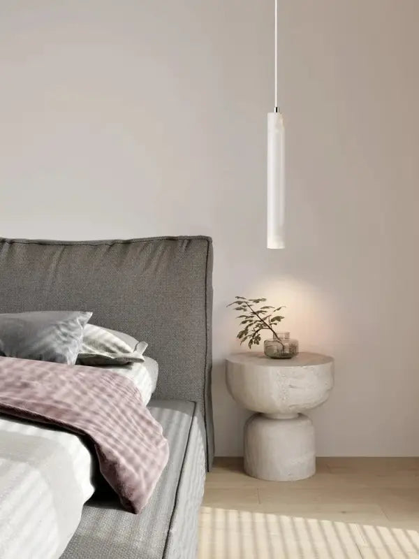 Led Pendant Lamp Long Tube Wood Ceiling Lamp Japan Style Quiet Wind Bedroom Bedside Chandelier Retro Modern travertine