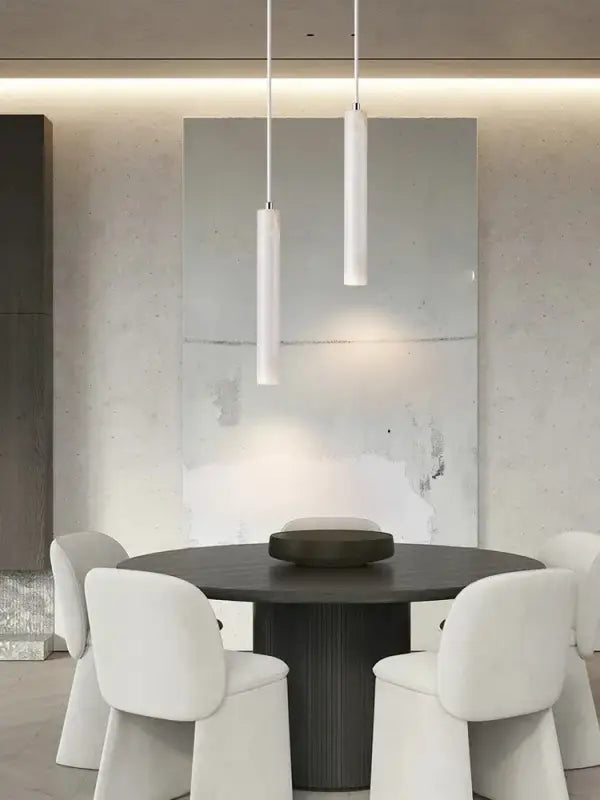 Led Pendant Lamp Long Tube Wood Ceiling Lamp Japan Style Quiet Wind Bedroom Bedside Chandelier Retro Modern travertine