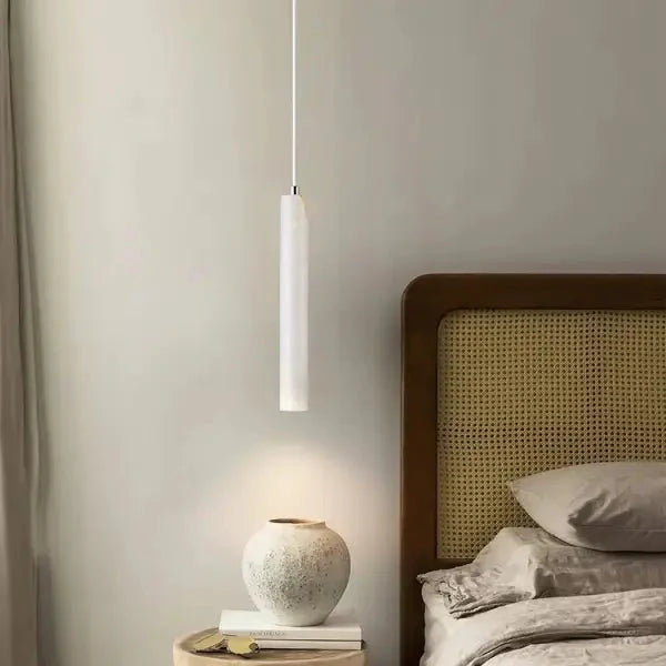 Led Pendant Lamp Long Tube Wood Ceiling Lamp Japan Style Quiet Wind Bedroom Bedside Chandelier Retro Modern travertine