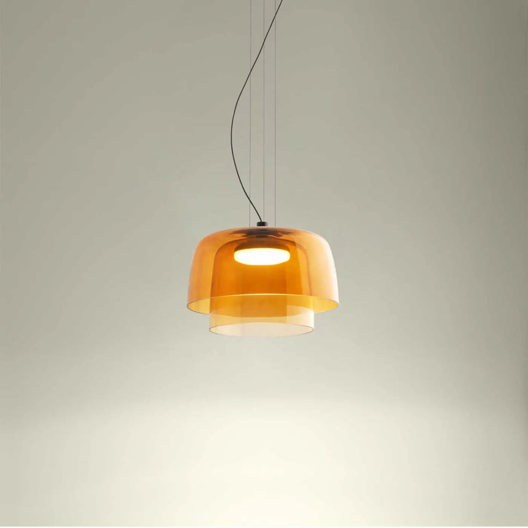 Suspension Levels 2 en verre ambré et corps noir #couleur_orange