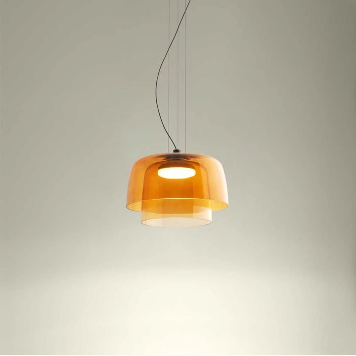 Suspension Levels 2 en verre ambré et corps noir #couleur_orange