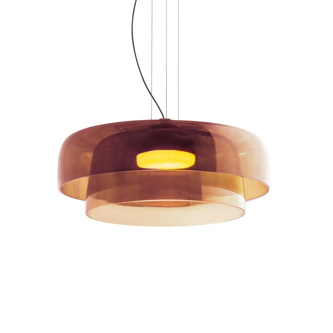 Suspension Levels en verre ambré et corps noir #couleur_orange