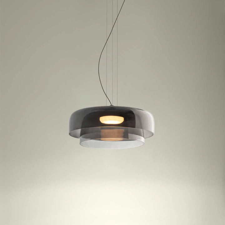 Suspension Levels en verre fumé et corps noir #couleur_gris
