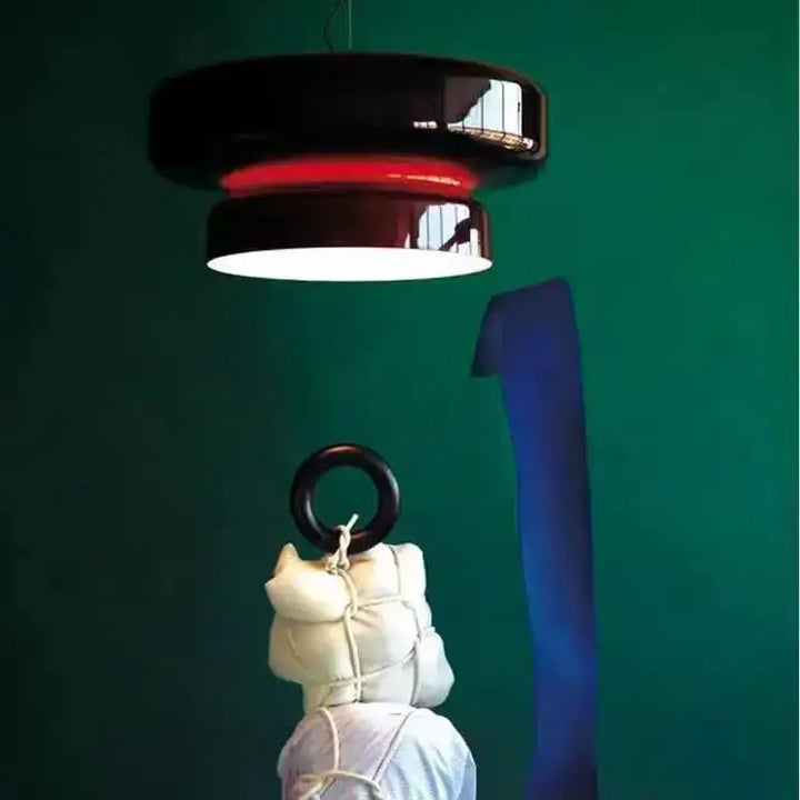 Suspension vintage double anneau en verre pour salle à manger

