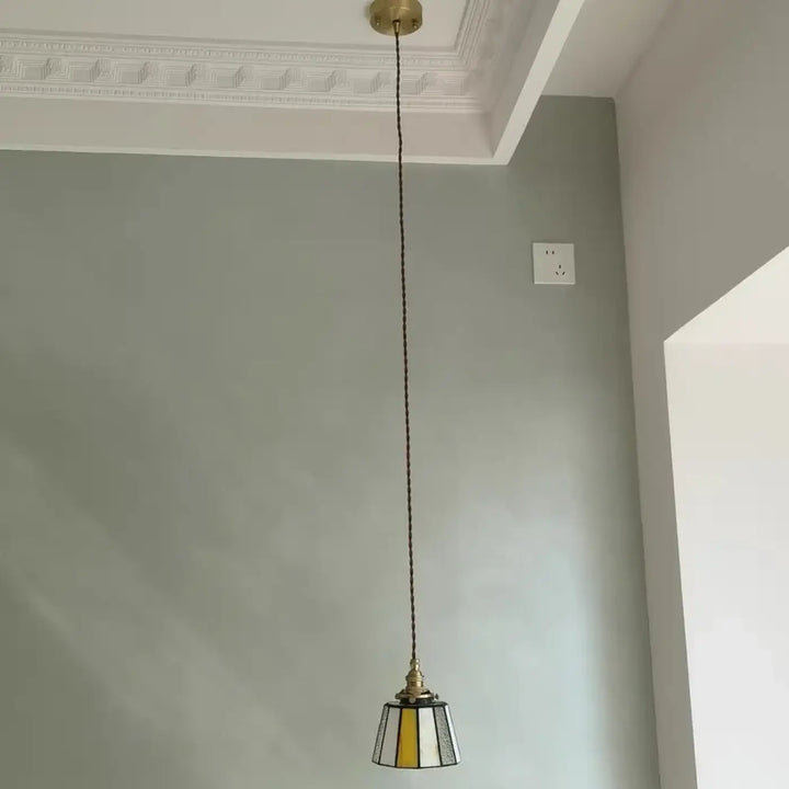 Suspension vintage en verre et cuivre design éclatant chic