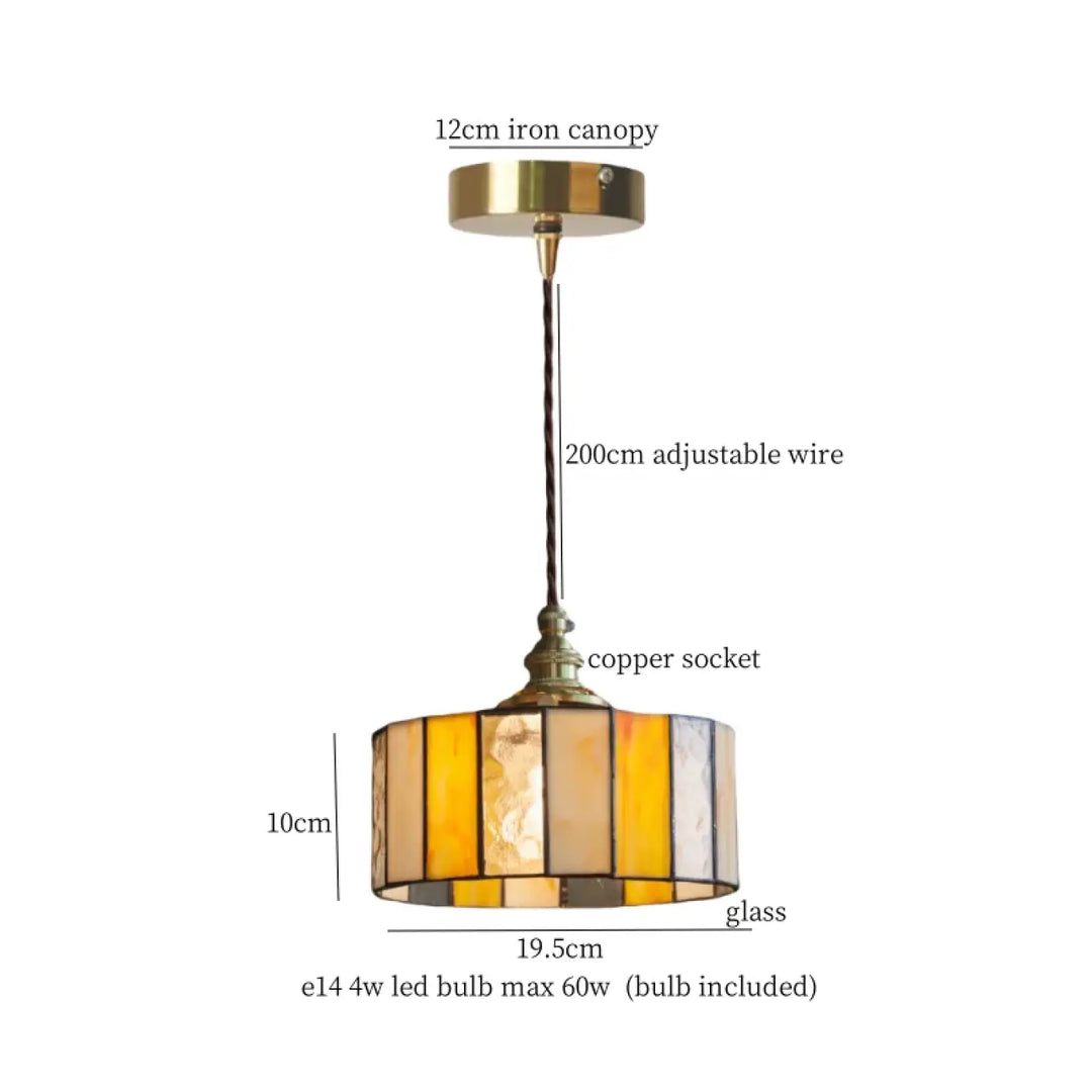 Suspension vintage en verre et cuivre design éclatant chic