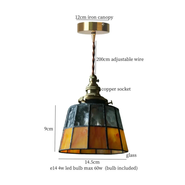 Suspension vintage en verre et cuivre design éclatant chic