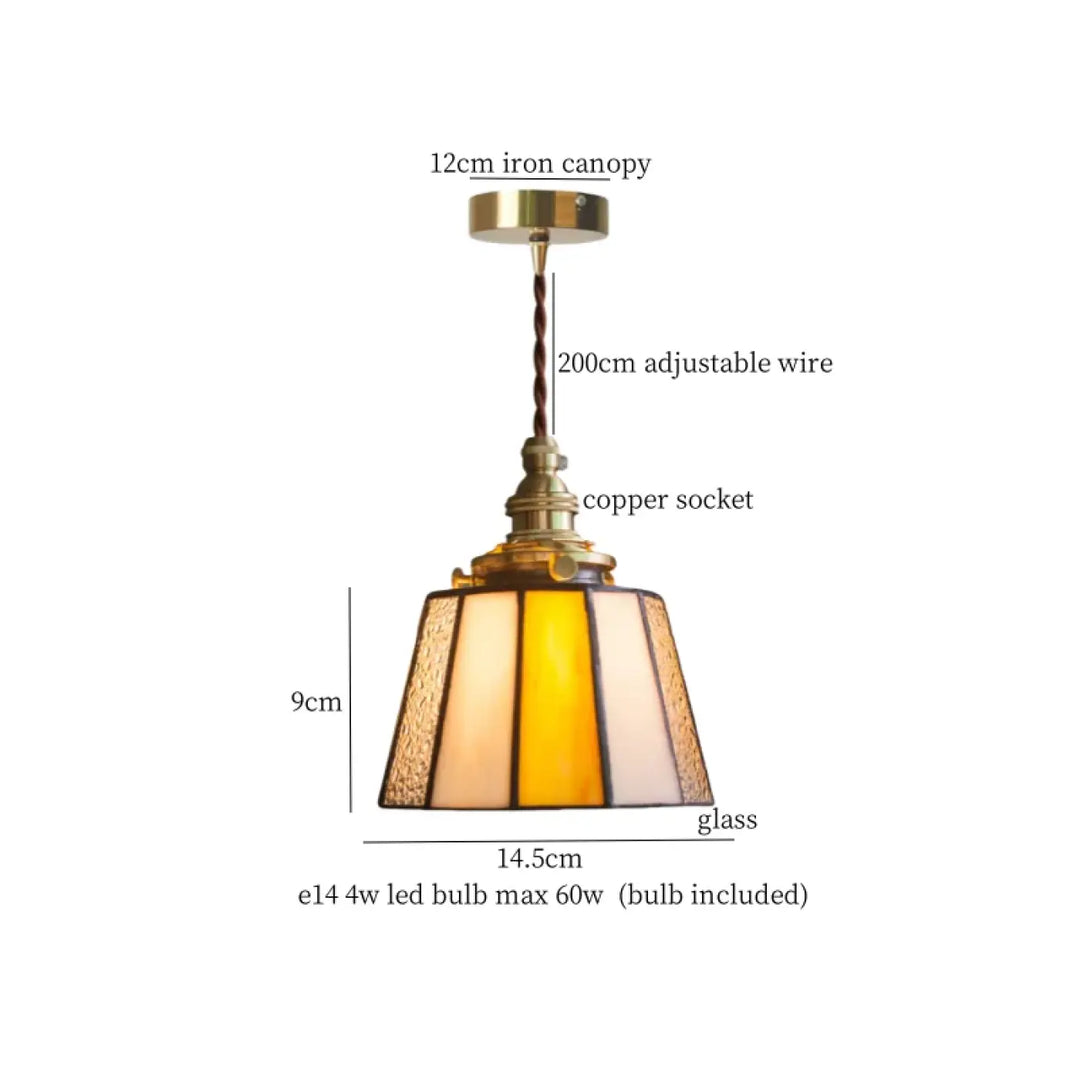 Suspension vintage en verre et cuivre design éclatant chic