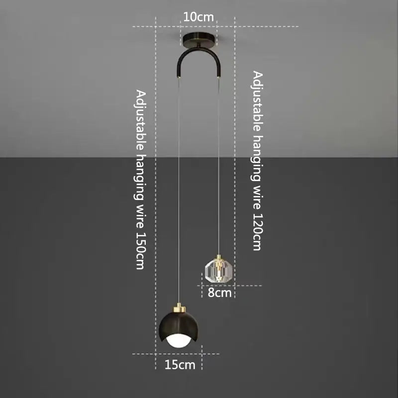 Modern Simple Crystal Pendant Light Luxury Bedroom Bedside Hanging Lamp Nordic Minimalist Long Line Living Room Home