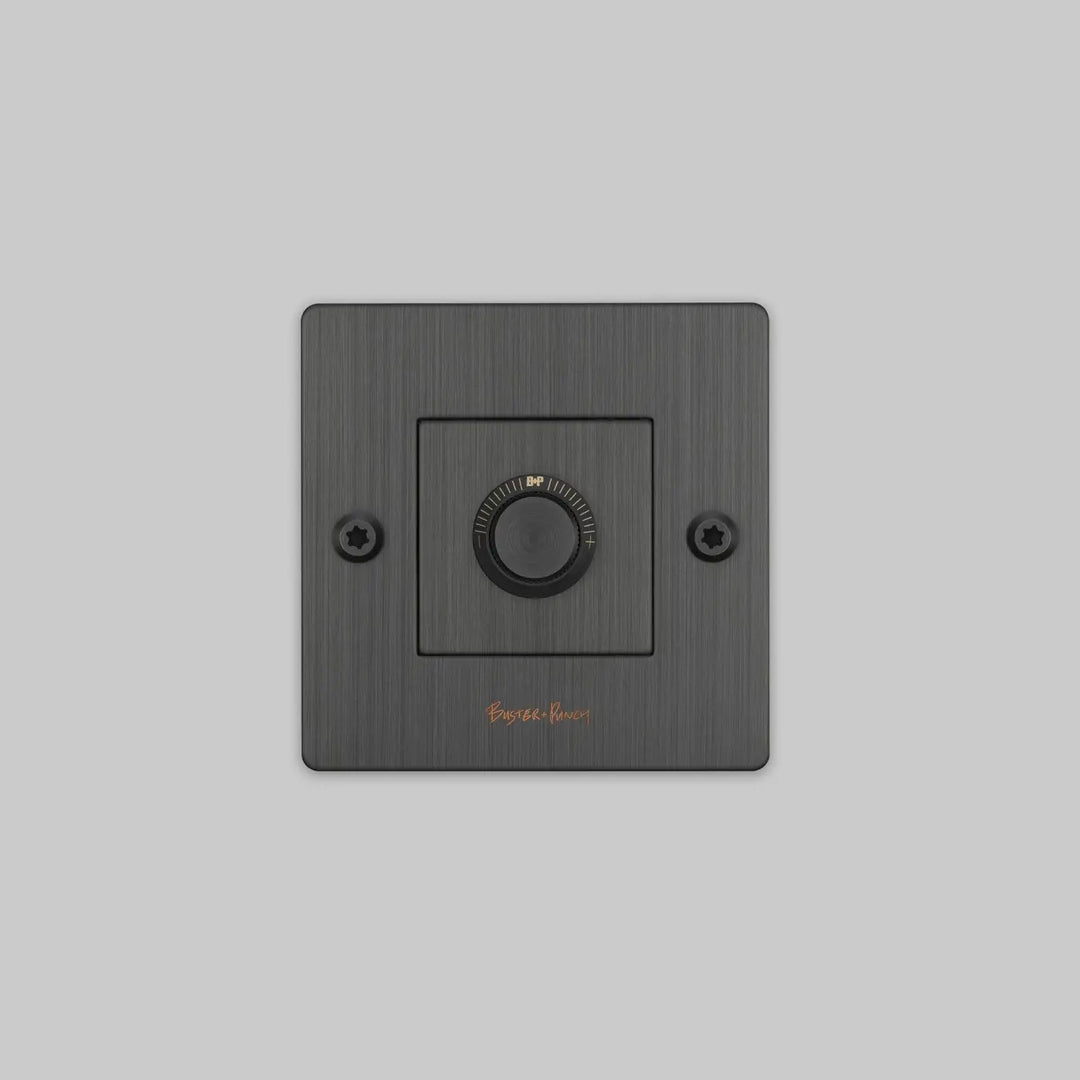 Variateur Dimmer à gravure alignée en bronze fumé avec logo #couleur_gris