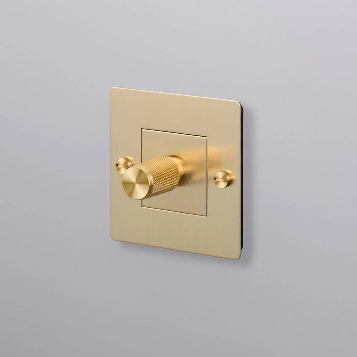 Variateur Dimmer à gravure quadrillée en laiton sans logo #couleur_dor