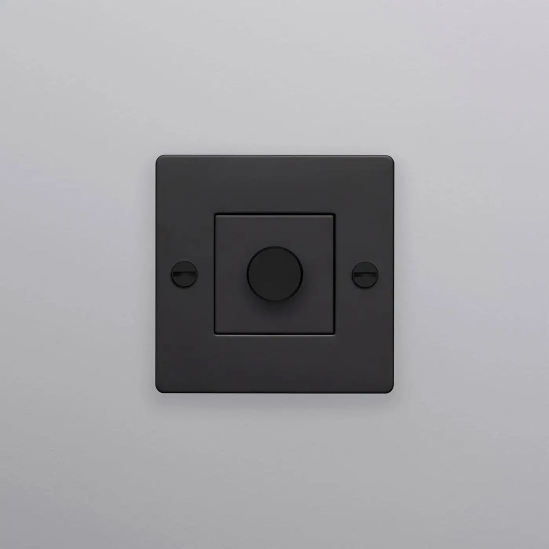 Variateur Dimmer à gravure quadrillée noir sans logo #couleur_noir