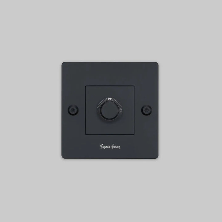 Variateur Dimmer à gravure alignée noir avec logo #couleur_noir