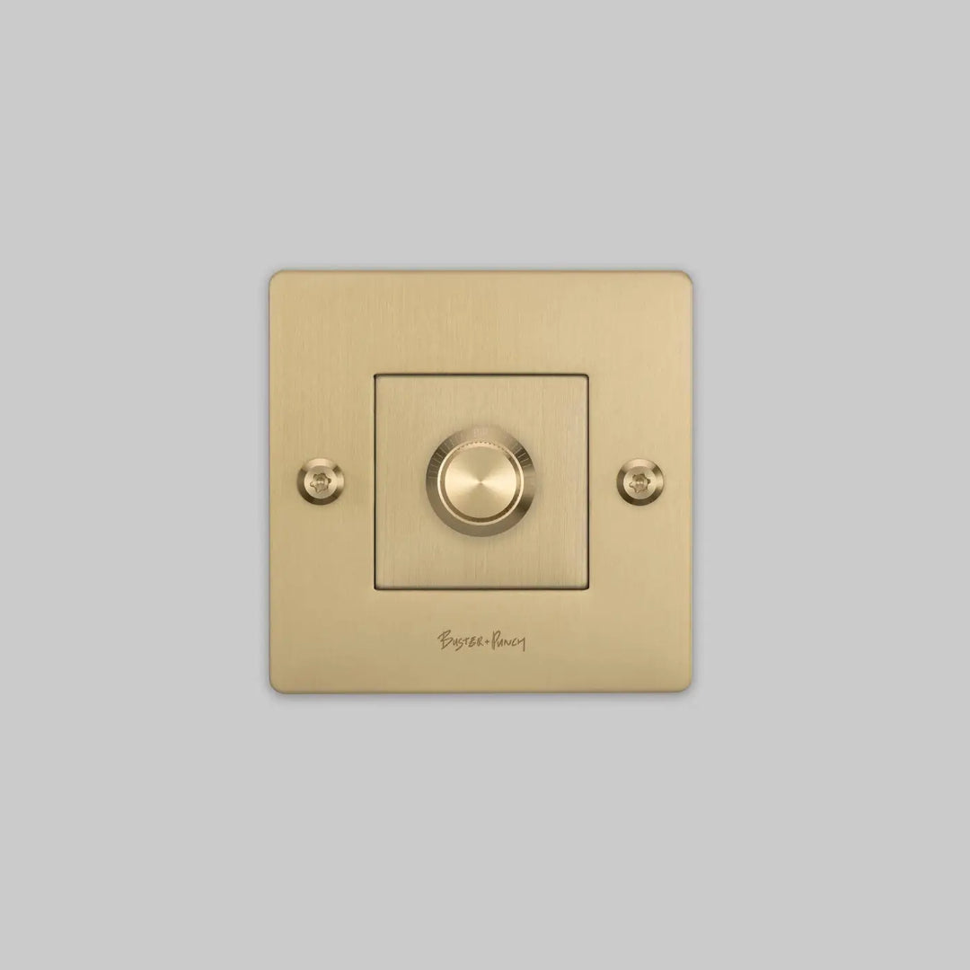 Variateur Dimmer à gravure alignée en laiton avec logo #couleur_dor