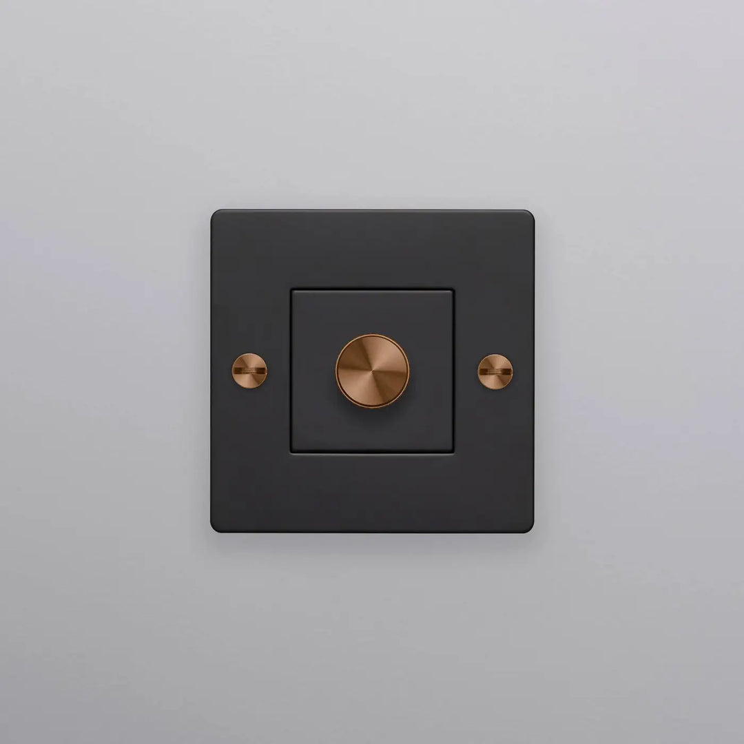 Variateur Dimmer à gravure quadrillée noir et orange #couleur_noir-orange