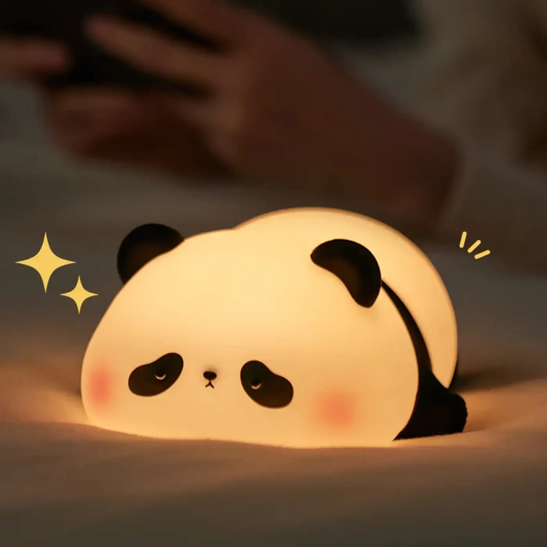 Veilleuse panda bouly en led avec design minimaliste noir et blanc pour décoration intérieure douce et lumineuse