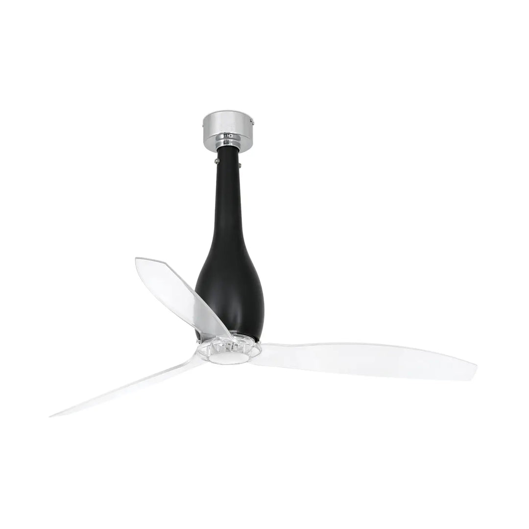 Ventilateur Eterfan noir mat à pales transparentes, sans lumière